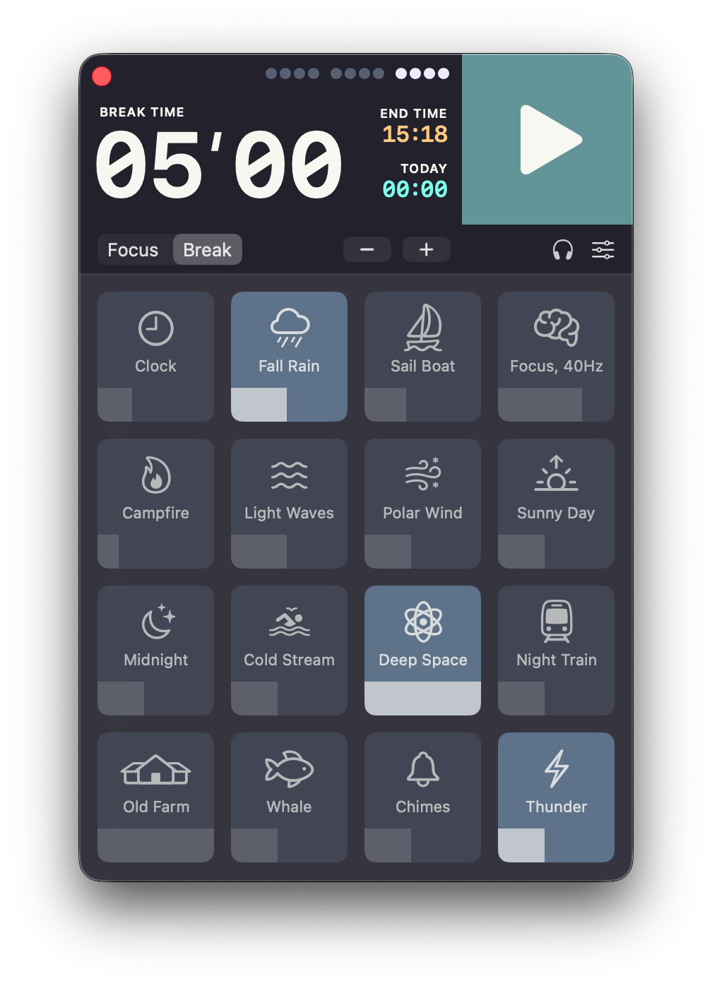 Focusito sound player interface