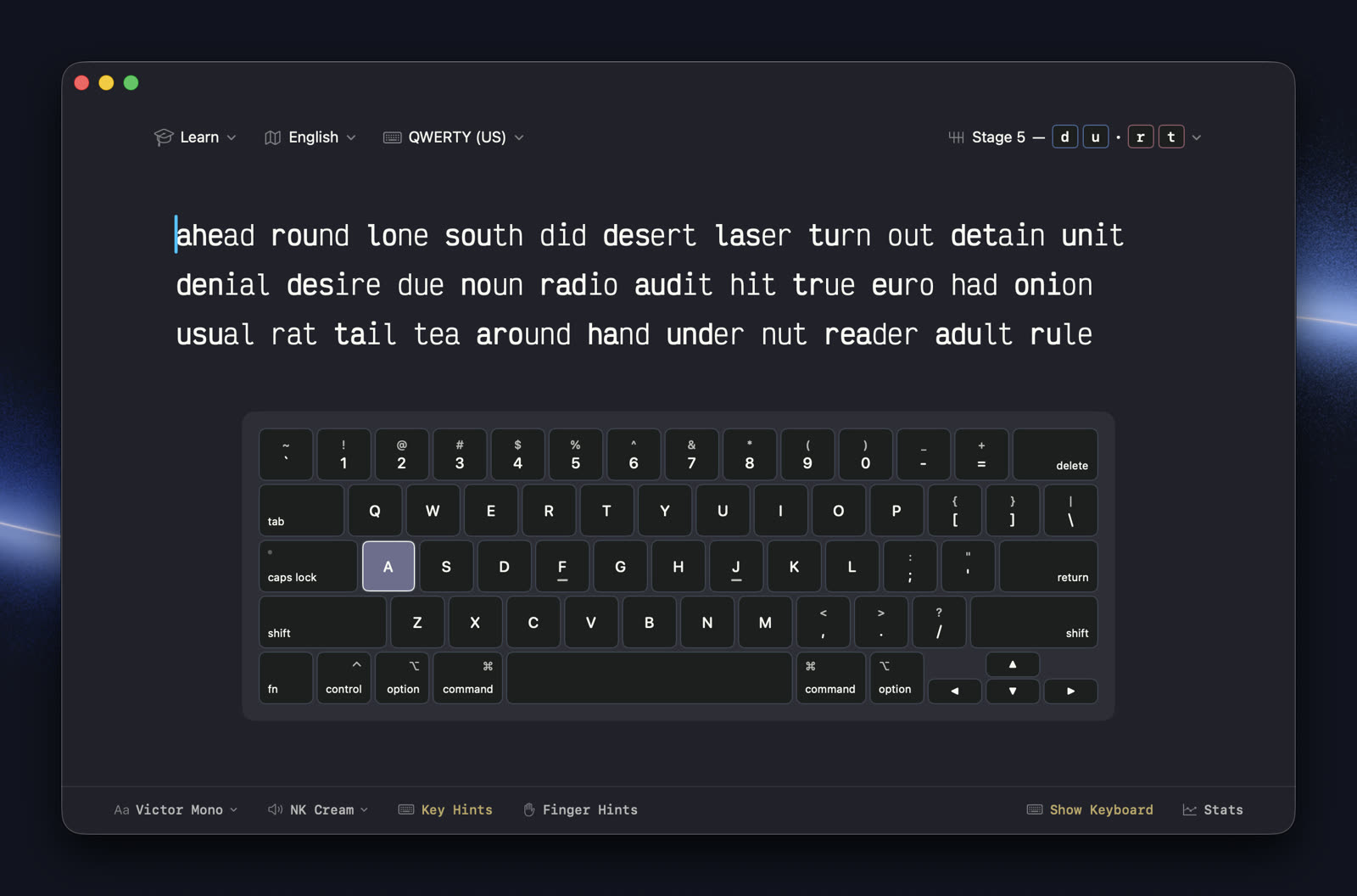 A Learn stage typed in the Victor Mono font